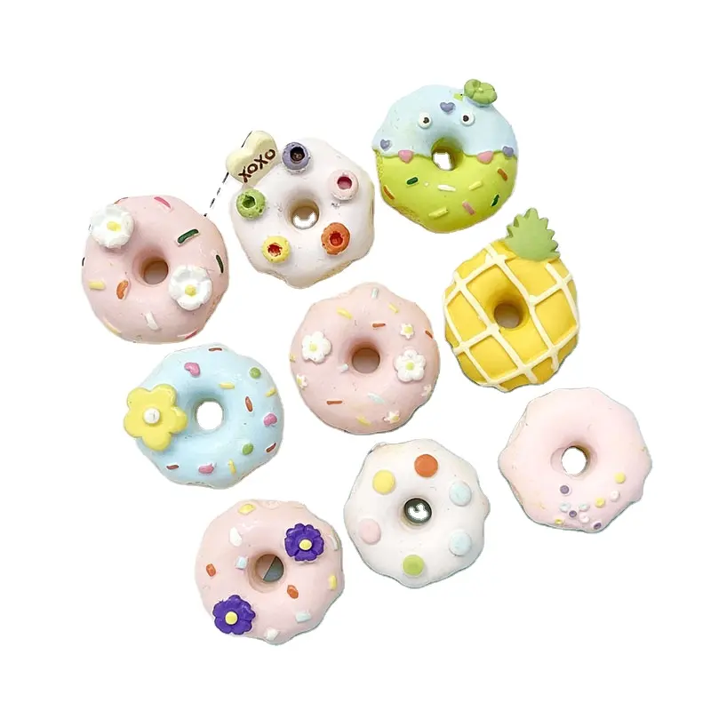Wholesale Mixed donut Resin Charms DIY Findings Earrings Artificial Jewelry phone case Key chain Accessories resin crafts patch