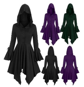 Costumes de cosplay médiévaux gothiques pour femmes, <span class=keywords><strong>robe</strong></span> de sorcière, <span class=keywords><strong>Moyen</strong></span> Âge, Renaissance, cape noire, vêtements, <span class=keywords><strong>robe</strong></span> à capuche - Product Image 2