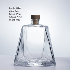 Bouteille de boisson à fond plat personnalisée en gros fond épais verre spiritueux Brandy <span class=keywords><strong>Xo</strong></span> whisky <span class=keywords><strong>rhum</strong></span> tequila <span class=keywords><strong>prix</strong></span> du fabricant - Product Image 3