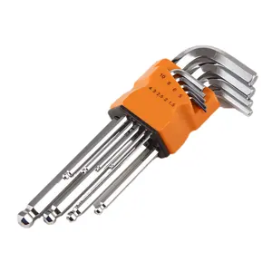 9pc Steel Hex Key Set with Ball Point Torx DIY Grade Chrome Finish Wrench Sizes 3mm 8mm 10mm Metric Measurement System
