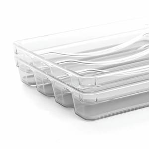 Detalles de <span class=keywords><strong>cocina</strong></span> Organizador de cajones de utensilios y <span class=keywords><strong>cubiertos</strong></span>, divisor, bandeja, almacenamiento, antideslizante 5 compartimentos, transparente - Product Image 4