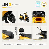 Scooter 50cc pour adultes, refroidissement par air, quatre temps, EFI Euro 5, vitesse maximale de 45 km/h, réservoir de carburant de 8 L, démarrage à clé, 2,1 kW, freins à disque