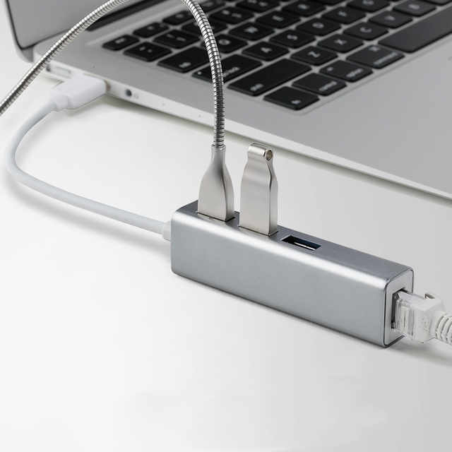USB3.0 HUB Gigabit Network Card with RJ45 USB3.0 3Ports HUB USB-A  USB 2.0 Adapters 5Gbps Speed in Stock