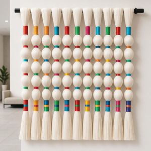 Tapiz bohemio con bola de acento, cabecero, boda, encaje, espuma, diseño colgante, decoración artística de pared, hogar de lujo - Product Image 2