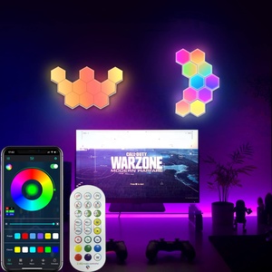 Panneau mural LED RVB avec télécommande pour bricolage, lumière de fête, chambre à coucher, salle de jeux, décoration intérieure, lumières hexagonales