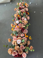Chemin de table en fleurs artificielles faites à la main de haute qualité, chemin de table en soie, chemins de table pour escaliers, chemins de table pour allée de mariage