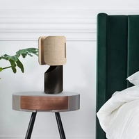 Lampe de table PM de style japonais avec abat-jour en tissu, lampe de chevet minimaliste pour chambre à coucher, lampe de bureau moderne en tissu, lampe de lecture décorative LED