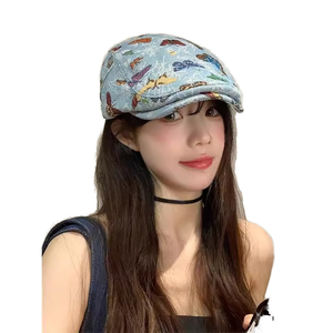 Gorra de Estilo Étnico <span class=keywords><strong>Vaquero</strong></span> Syh1633 para Mujer con Diseño Retro de Mariposa Jacquard y Hebilla Ajustable - Product Image 1