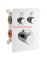 Robinet de douche thermostatique à 3 poignées finition chromée, mitigeur encastré avec contrôle de débit indépendant pour équipements de salle de bain modernes