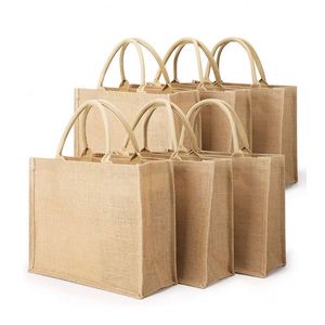 Promotional Custom Made <b>Large</b> Shopping Solid Color <b>Gift</b> Burlap <b>Bags</b> Waterproof Jute Beach <b>Bag</b> With Tote - Product Image 1