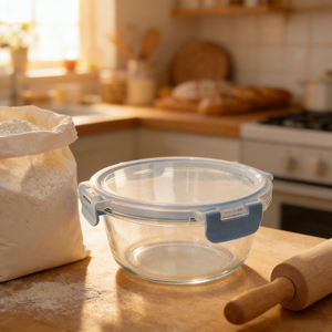 Elegante Recipiente Circular de Vidrio con Tapa Hermética, Excelente para Guardar Sales de Baño, Bolas de Algodón, Accesorio de Organización para Baño - Product Image 5