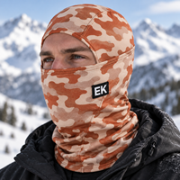 Logo Grafis All Over Motif Camo Balaclava Hangat Penutup Wajah untuk Aktivitas Luar Ruangan Logo Karet Tahan Angin Penutup Lengkap Masker Ski Unisex