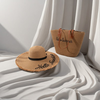 Ensemble chapeau de paille et sac tendance, vente flash, accessoires d'été pour femmes, chapeau de soleil vintage avec sac fourre-tout assorti pour les vacances
