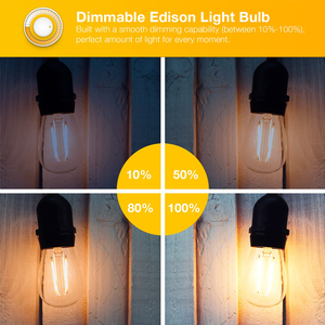 Juego de 6 Bombillas LED ST58 ST19 de 8W, E26, Color Ámbar Blanco Cálido, Regulables, Estilo Vintage, Carcasa de Lámpara Antigua - Product Image 4