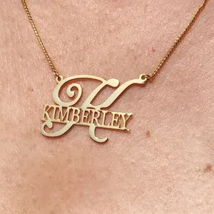 Collier personnalisé avec initiales, grandes lettres, nom Unique, pendentifs, bijoux personnalisés, plaque, ras du cou - Product Image 1