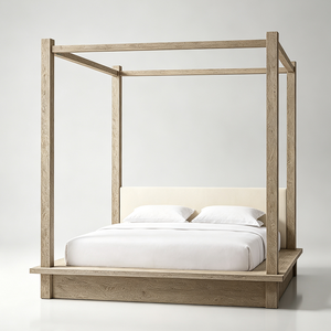 Lit à baldaquin en noyer massif de style américain moderne avec un design de lit moelleux, élégant, durable et écologique - Product Image 5
