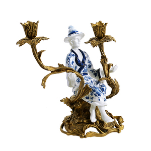 Custom Design <strong>Antique</strong> Ceramic <strong>Brass</strong> Couple Candlestick House Decor Luxury Home Decor Accessories - Product Image 6
