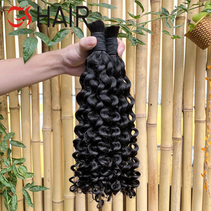 GS 100% Extensiones de cabello humano <span class=keywords><strong>a</strong></span> granel Remy rizado indio sin procesar Onda profunda Sin estilo trenzado de trama - Product Image 1