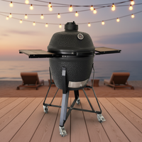 Barbecues en céramique de haute qualité, 22 pouces, noir brillant, pour fumer au charbon de bois, pour l'extérieur