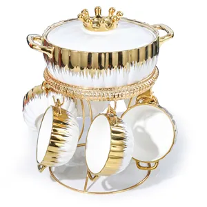 Cuenco dorado con forma de corona dorada, conjunto de regalo de seis tazones