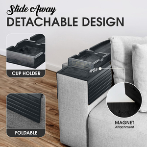 Plateau de canapé pliable antidérapant <span class=keywords><strong>en</strong></span> bambou avec support de tasse et design détachable pour accoudoir de canapé, plateau de rangement pour canapé, table de canapé - Product Image 4