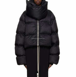 Veste matelassée à bouton-pression pour femme unisexe Veste de motard vert Veste <span class=keywords><strong>et</strong></span> manteau en duvet Jkt à col entonnoir <span class=keywords><strong>noir</strong></span> pour hommes - Product Image 3