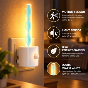 Luz nocturna inteligente con sensor de movimiento OEM ODM, se enchufa, sensor de luz del anochecer al amanecer, lámpara nocturna LED de 0.5W para dormitorio y pasillo - Product Image 1