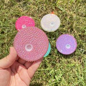Tapa de plástico acrílico PP con diamantes de imitación de colores para latas de vidrio de 16 oz, desde almacén de EE. UU. - Product Image 4