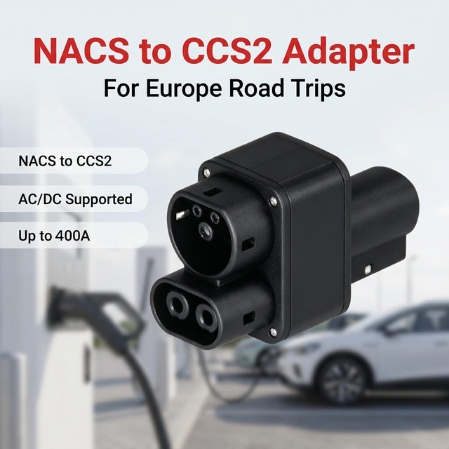 NACS to CCS2 EV Charging Adapter 400A DC 1000V High Power Converter for US to EU Electric Vehicle Station Plug