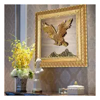 3D Home Interior Bedroom and Living Room Showroom Golden Eagle Brass Frame Art Wall Decor