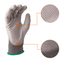 Gants EN388 certifiés 13G en polyester et nylon avec revêtement PU sur les doigts, antidérapants, fins, respirants, pour la logistique et le travail électronique
