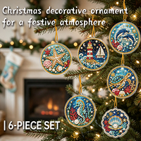 Kit de Peinture Diamant DIY 6 Pièces Imprimées Noël Style Européen Écologique pour Décoration d'Arbre de Noël