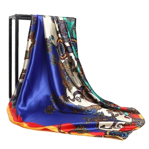 Sciarpa Quadrata in <span class=keywords><strong>Seta</strong></span> Nera da Donna, Nuovo Marchio di Moda con Stampa a Catena, <span class=keywords><strong>Foulard</strong></span> 90*90cm per Primavera e Autunno, Copricapo Musulmano - Product Image 5