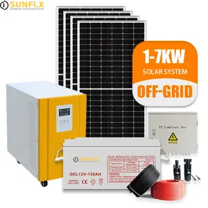 Sunflx tắt lưới 1kw 2kw 3KW 7kW gắn dự án nhà sử dụng bảng lưu trữ năng lượng điện NGOÀI LƯỚI hoàn chỉnh bộ hệ thống tấm pin mặt trời