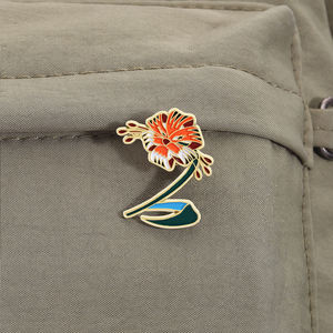 زهرة اقتباس المينا دبوس لطيف الأزهار بروش شارة معدنية للملابس حقيبة الظهر المجوهرات هدية للأصدقاء بالجملة - Product Image 3