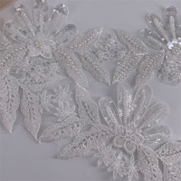 Nouvelle garniture en dentelle blanche avec broderie à paillettes, garniture en dentelle à paillettes perlées