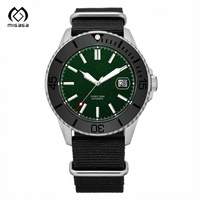 Montre mécanique Migaga NH35 avec mouvement 30ATM, personnalisée en fibre de carbone, luminescence C3, bracelet Natos, cadran vert, montre automatique de plongée