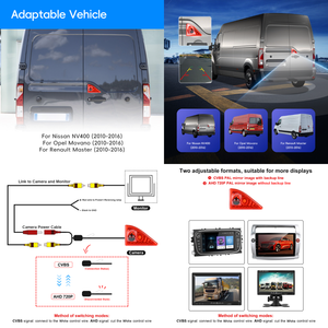 Cámara de Visión Trasera para Automóvil Podofo, Cámara de Reversa con Visión Nocturna y Luz de Freno para Nissan NV400/<span class=keywords><strong>Opel</strong></span> <span class=keywords><strong>Movano</strong></span>/Renault Master 2010-2016 OEM - Product Image 2