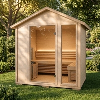 Sauna finlandais extérieur résistant aux intempéries pour 3-4 personnes, en bois de pruche, avec poêle traditionnel et chauffage à pierres, pour jardin, cour arrière, spa à domicile