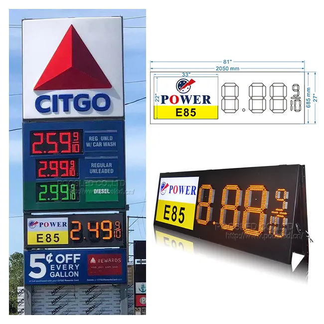 outdoor gas station advertising player led price sign 7 segment led oil display led gas station electronic led gas price sign