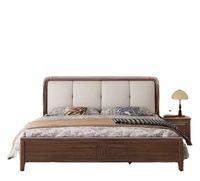 Lit plateforme vintage en bois massif de style ferme française avec cadre de rangement, lit rembourré festonné pour chambres Queen et King, mobilier de chambre