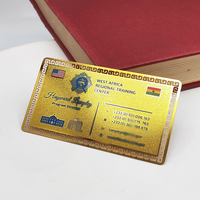 Carte de visite en métal doré miroir évidé personnalisé de haute qualité