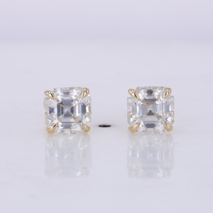Starsgem yeni 0k sarı altın Def Vs sentetik elmas 4 Prong tarzı pençe ayarı küpe Lab yetiştirilen elmas top küpeler - Product Image 2