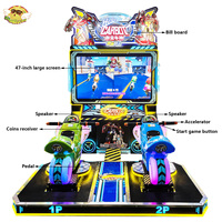 Vente en gros d'usine de jeux vidéo électroniques, simulateur de course d'arcade à 2 joueurs, machine de course de moto pour enfants à pièces, à utiliser en intérieur