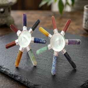 Générateur d'énergie de guérison Étoile de Cristal, 7 points de chakra en pierres précieuses sculptées et polies, artisanat Feng Shui, objet de collection spirituel - Product Image 1