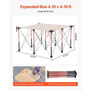 DB Portable 4.15 X 4.15ft Folding Workstand 3500lbs Capacity Collapsible <b>Work</b> <b>Stand</b> for Vehicle Equipment - Product Image 4