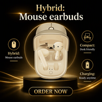 Souris sans fil 2-en-1 avec écouteurs intégrés et étui de chargement – Souris optique ergonomique avec casque intra-auriculaire pour bureau et utilisation sur ordinateur portable