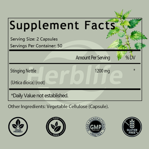 Capsules d'Ortie à Vendre en Gros OEM/ODM 1200 mg - 100 Capsules Naturelles pour le Soutien des Voies Urinaires et Général, Non OGM - Product Image 2