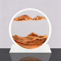 Tableau d'art en sable mouvant 3D personnalisé avec logo, en verre rond, thème mer profonde, cadeau artisanal, sablier liquide, peinture de sable fluide