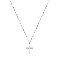 Collar de Cadena con Cuentas de Acero Inoxidable Refinado y Sencillo para Mujer, Chapado en Oro de 18K, de Una Sola Capa